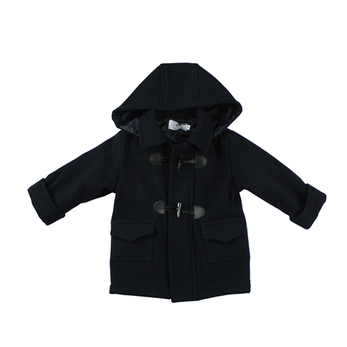 Navy blue duffle coat with hood