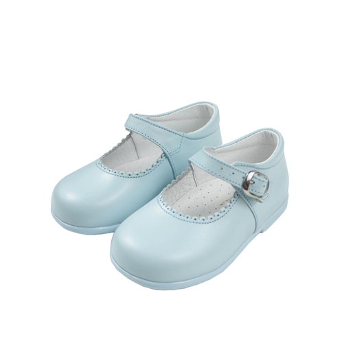 Baby blue girl leather shoes