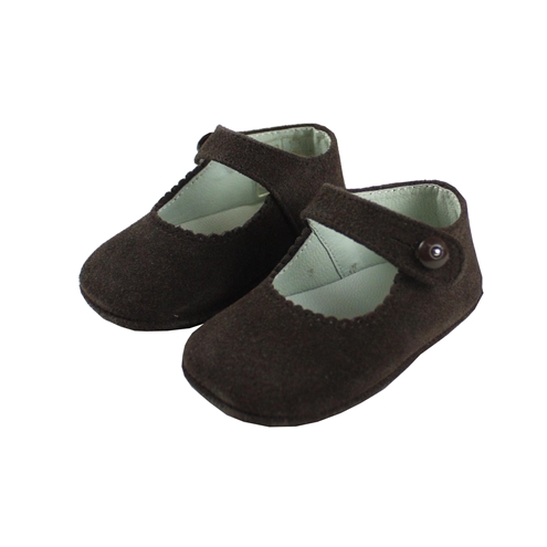 Mary Jane brown suede pram shoes