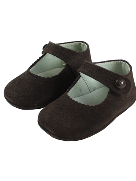Mary Jane brown suede pram shoes
