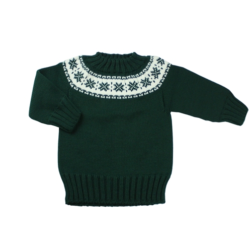 Dark green knitted sweater with fretwork. 