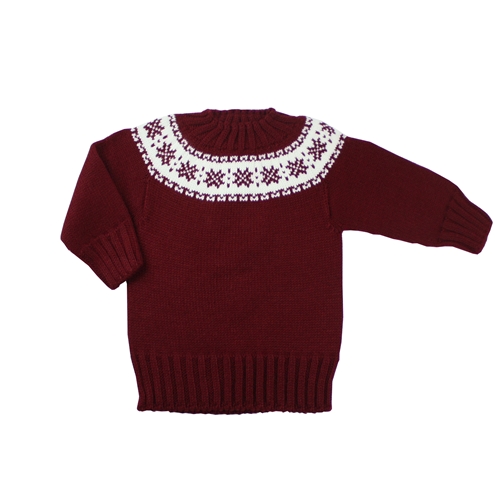 Burgundy knitted sweater with fretwork