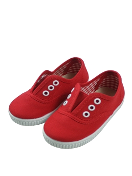 Red canvas shoes