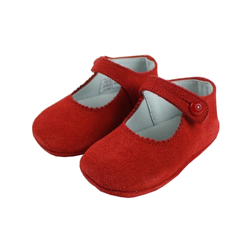 Mary Jane red suede pram shoes