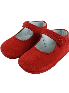 Mary Jane red suede pram shoes