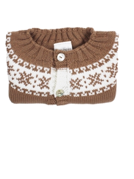 chaqueta camel greca blanca