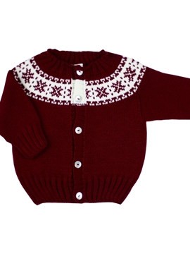 Chaqueta burdeos greca blanca