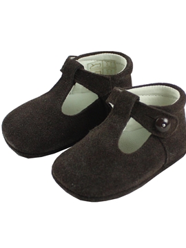 T-bar pram baby shoes brown