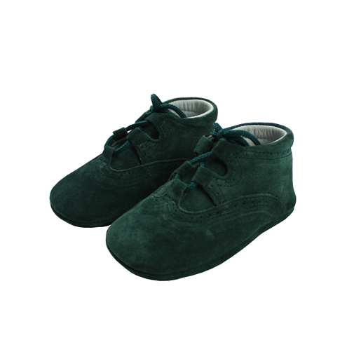 Lace up brogue suede shoes green