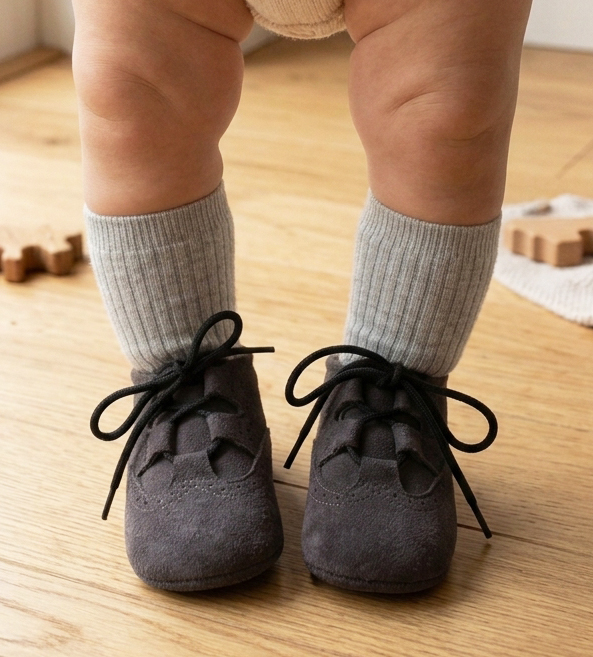 grey pram shoes suede