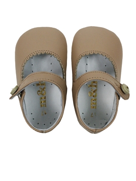 Mary Jane pram shoes dark beige