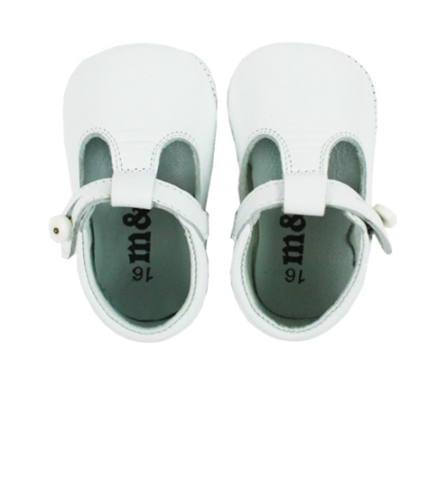 Soft leather baby shoes pepitos white