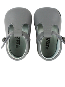 Pepito baby grey leather blucher