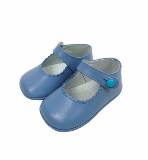 Baby blue girl leather shoes