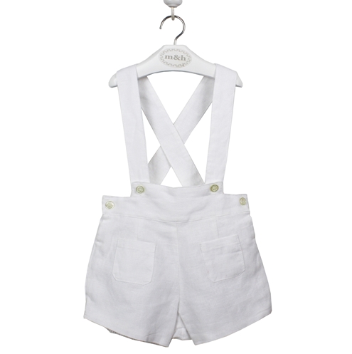 White short with braces. Linen fabric