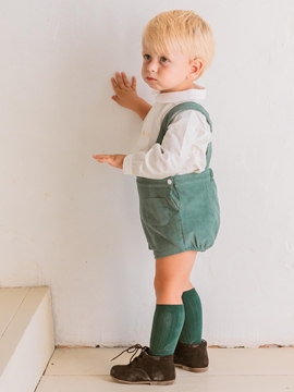 Toddler boy bermuda short with braces. Green corduroy