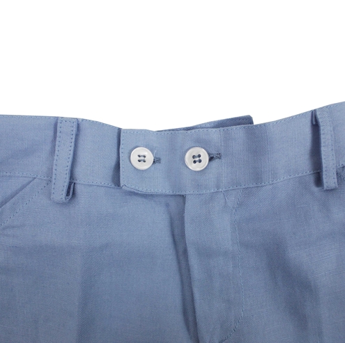 Short medium blue linen