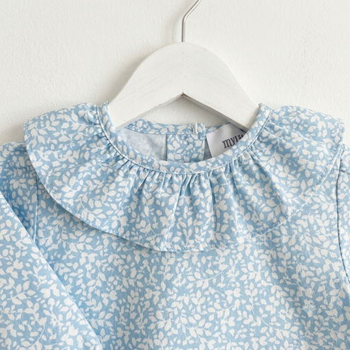 blusa bebé azul volante