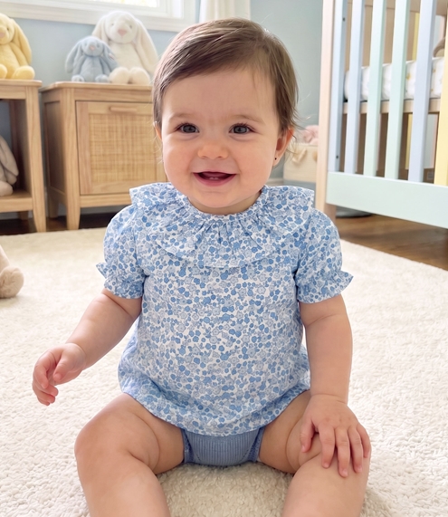 blue blouse print blue