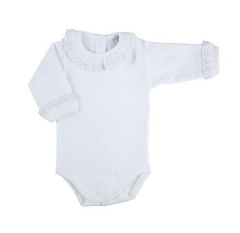 long sleeve bodysuit baby with batiste grey collar by Babidù