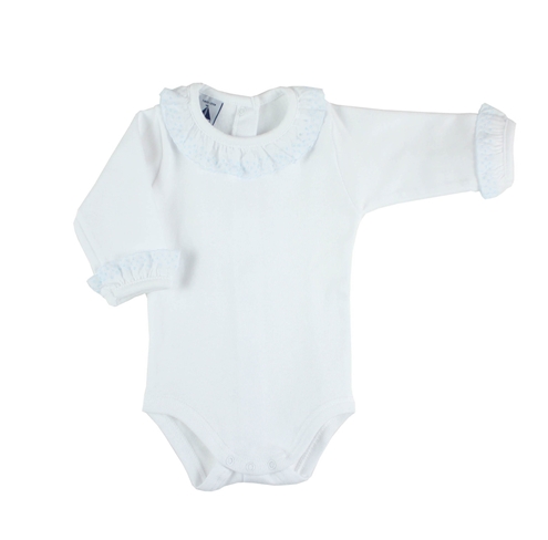 Long sleeves Babidú bodysuit with batiste blue collar by Babidú