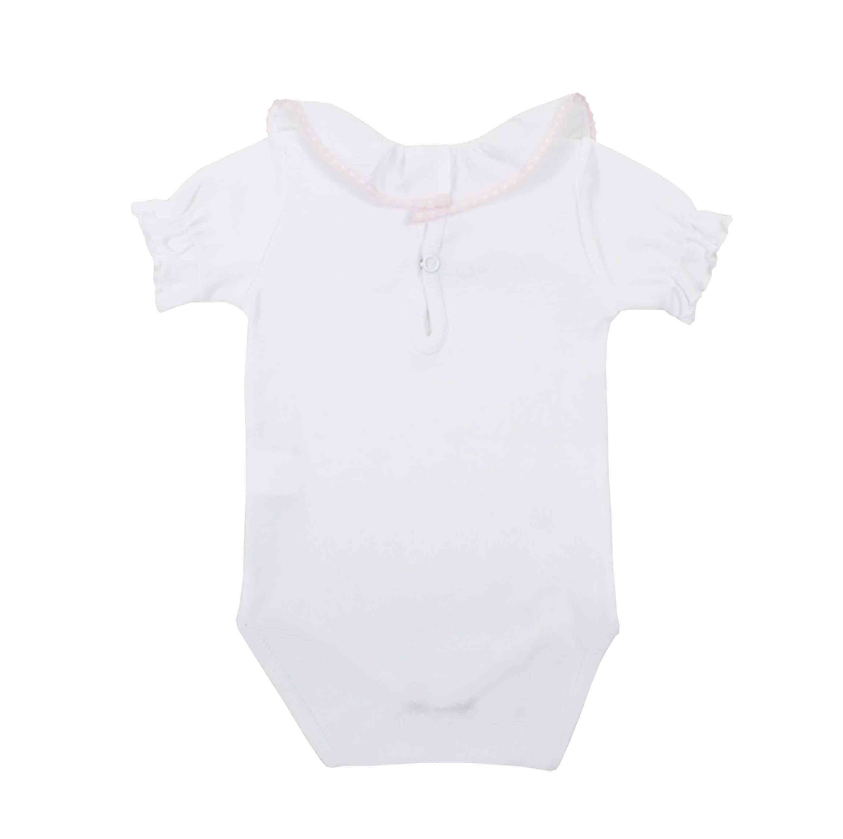 body manga corta puntilla rosa