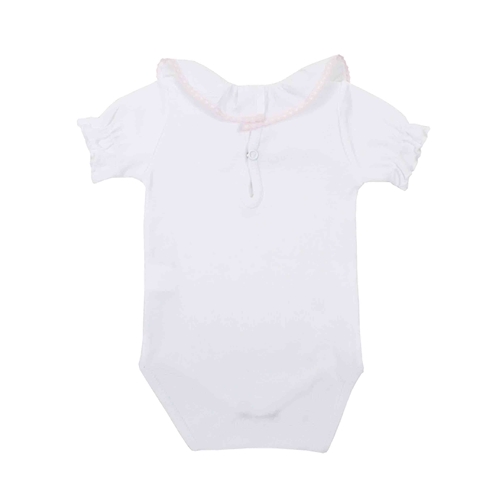 body manga corta puntilla rosa