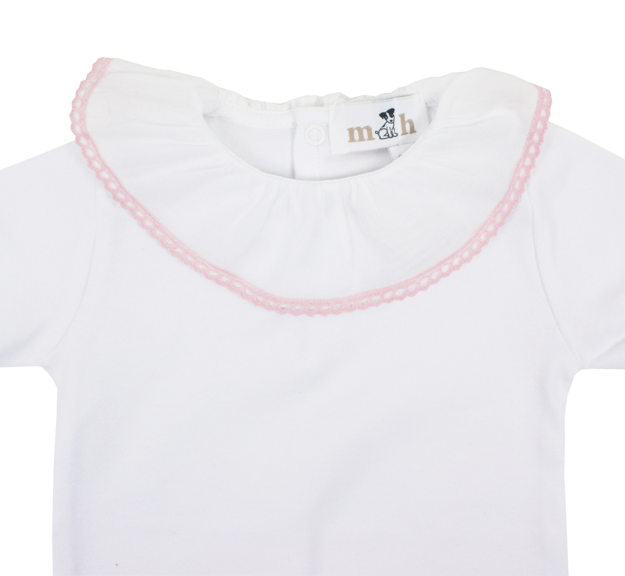 body manga corta puntilla rosa