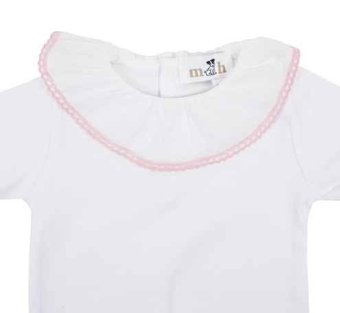 body manga corta puntilla rosa