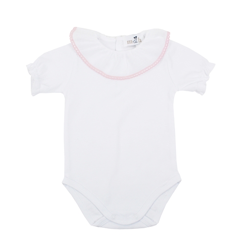 body manga corta puntilla rosa