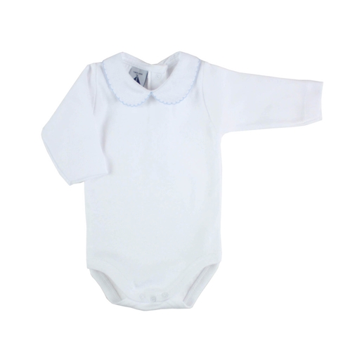 long sleeve bodysuit baby with Peter Pan blue collar by Babidú