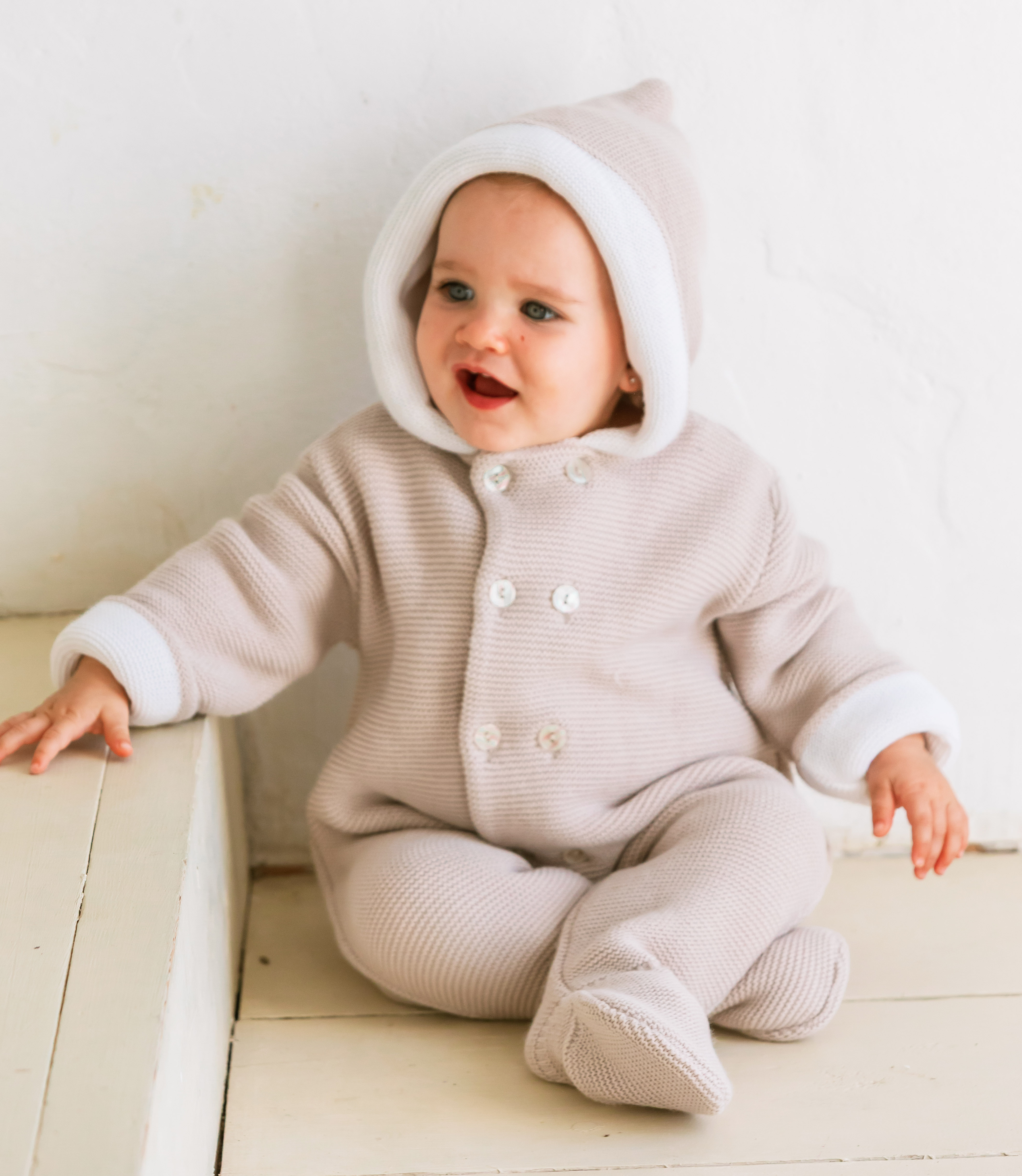 beige knit baby