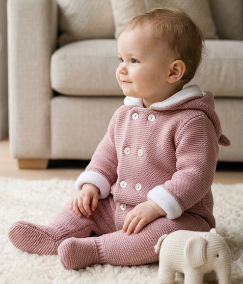pastel pink knit baby