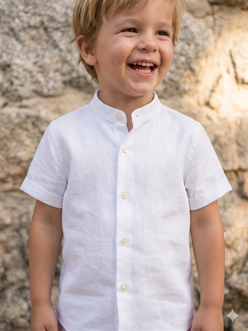 camisa blanca corta mao