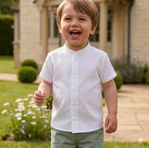 camisa blanca corta mao