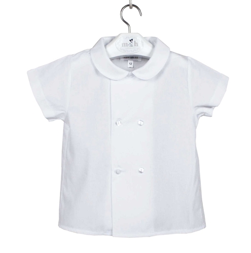 Short sleeve shirt toddler boy. White.