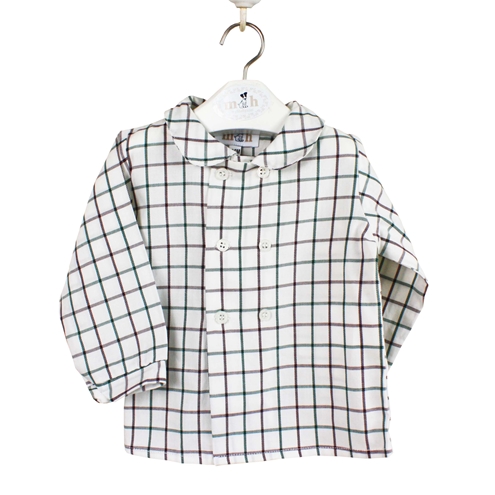 collar shirt brown green plaid