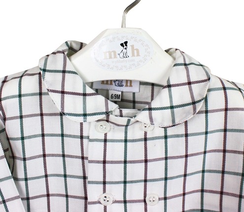 collar shirt brown green plaid