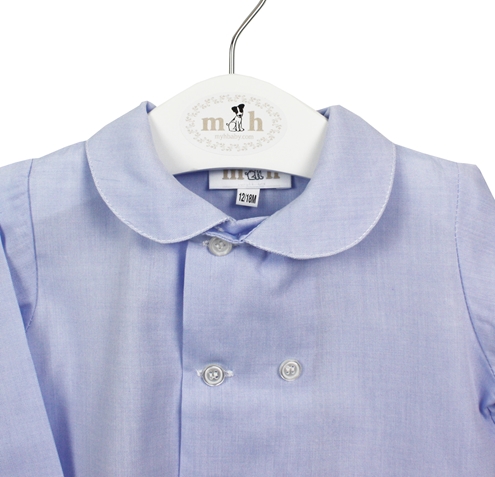 camisa cuello doble botonadura azul oxford