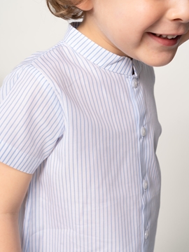 mao shirt blue stripes