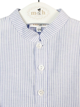 Mao shirt blue stripes