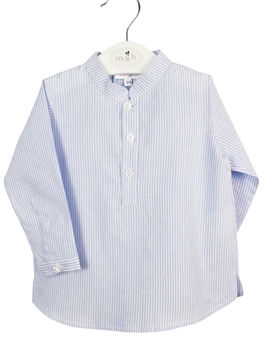 mao shirt long sleeves blue stripes