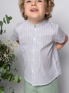 mao shirt plaid green navy