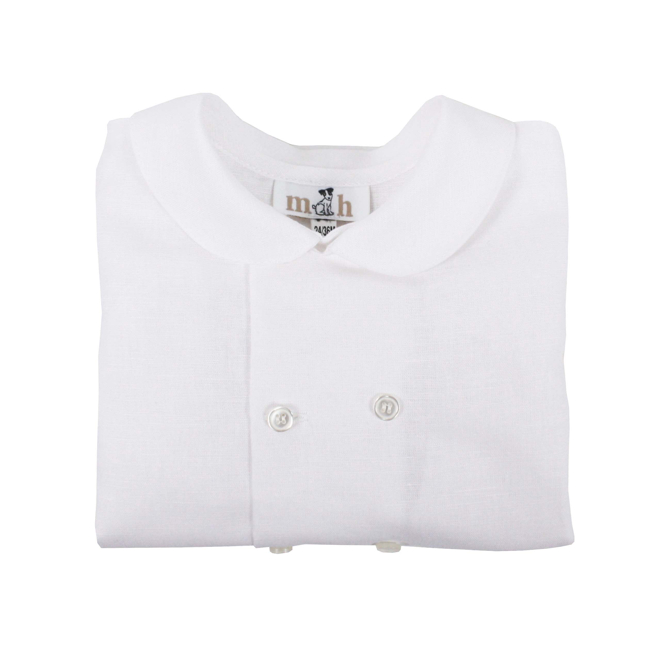 camisa niño doble botonadura manga corta blanco lino