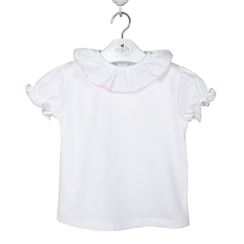 camiseta algodón blanca y rosa