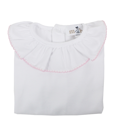 Camiseta algodón blanca y rosa