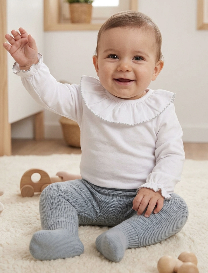 camiseta larga blanca y gris