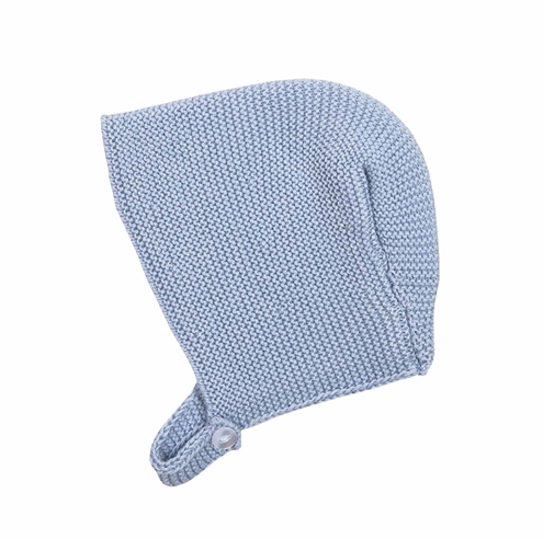 Blue knit baby bonnet