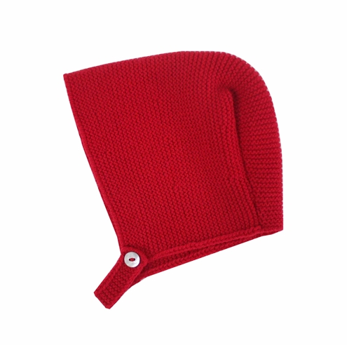 Red baby knit bonnet 