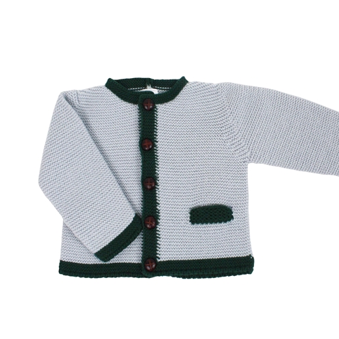 chaqueta austriaca de punto gris y verde botella